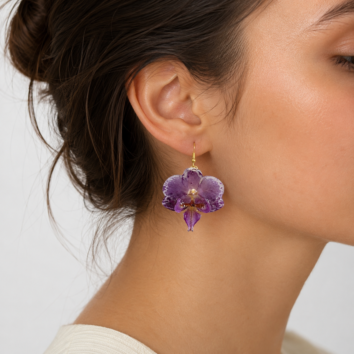 Aretes Alma - Orquídea preservada
