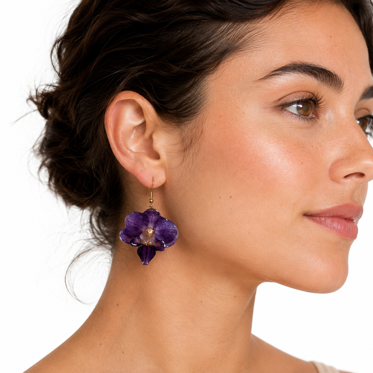 Aretes Amatista - Orquídea preservada