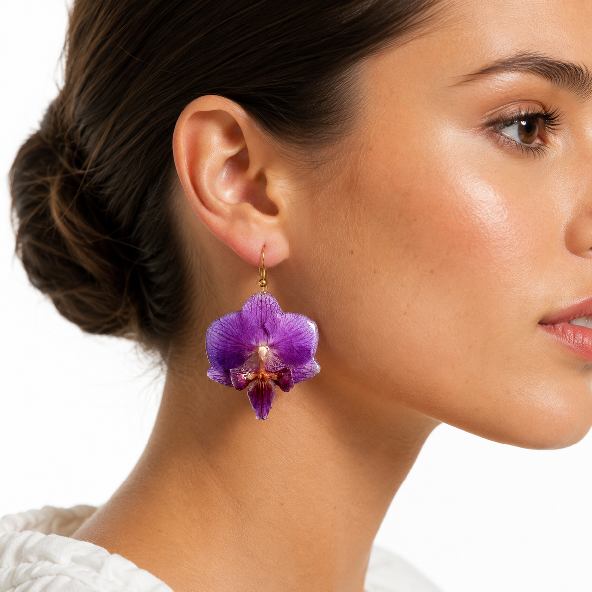 Aretes Malva - Orquídea preservada