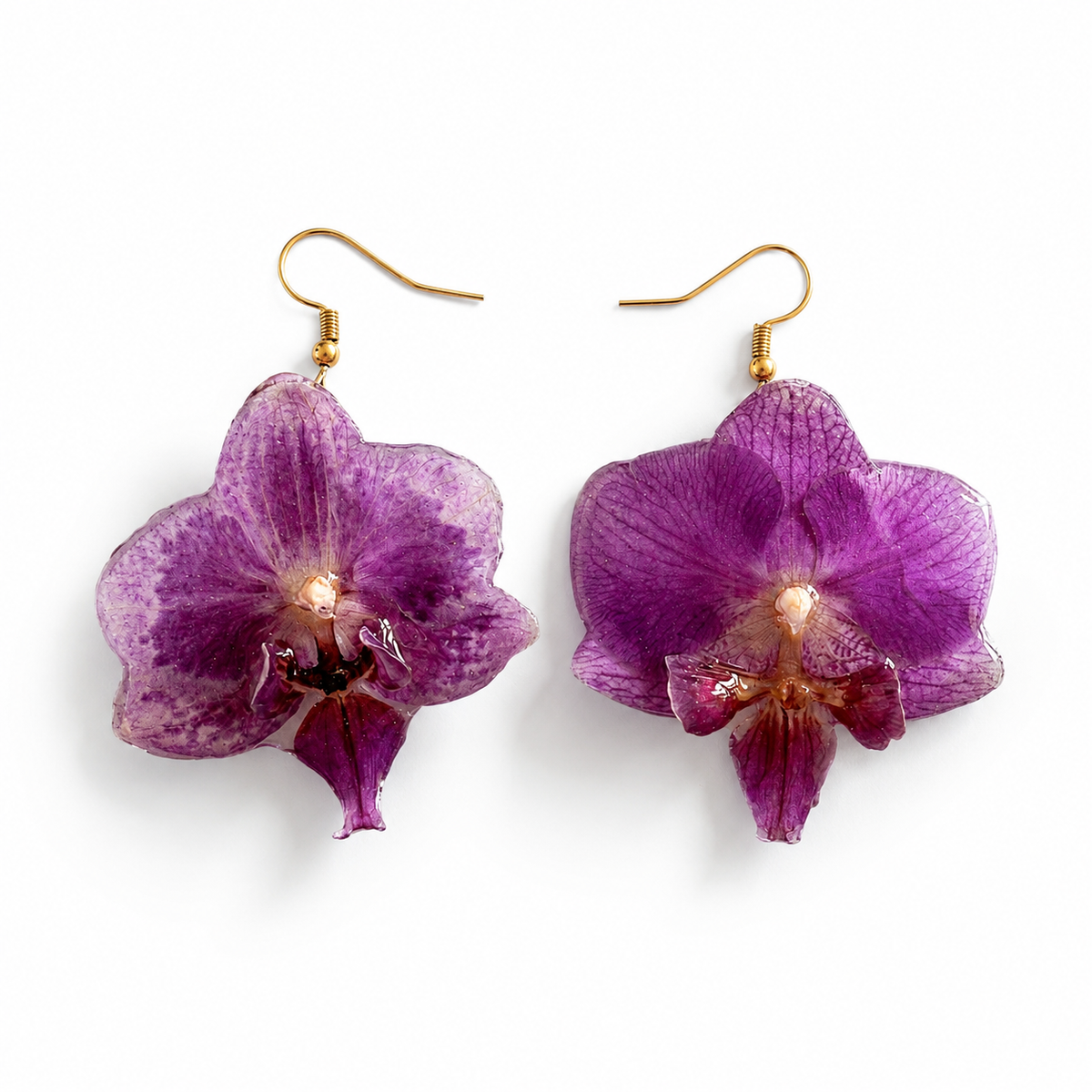 Aretes Malva - Orquídea preservada